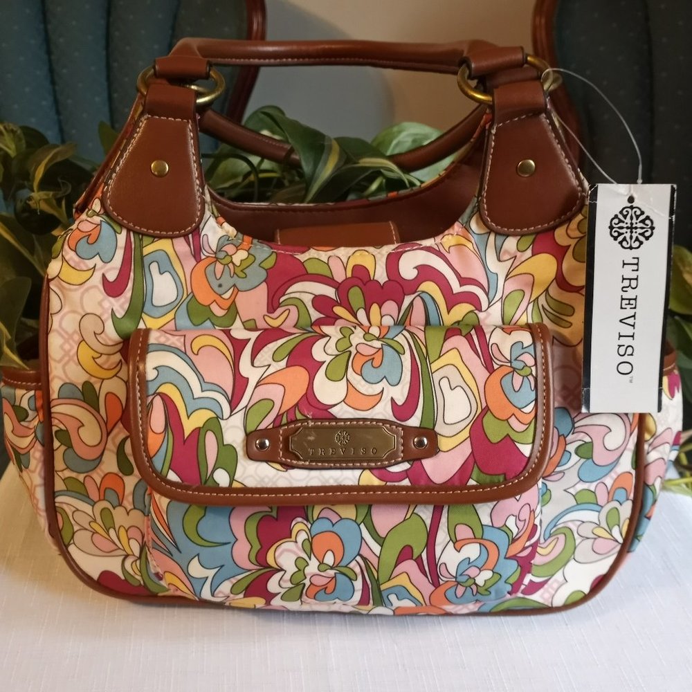 Treviso NEOT Women’s Purse Brass Tone 3 Compartment Magnetic Closet